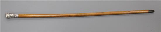 A Victorian silver knopped malacca cane, 36in.